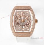 AB Factory V3 Franck Muller Vanguard Classical Copy Watches Diamond-Pave Rose Gold